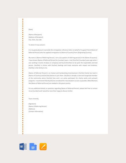 12 Immigration Reference Letter Templates Word Pdf Apple Pages 12 Immigration Reference Letter Templates Word Pdf Apple Pages