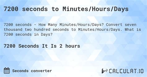 7200 Seconds To Hours