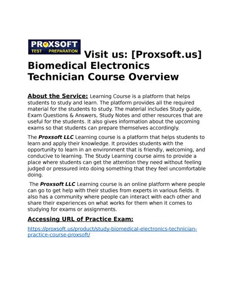 Biomedical Electronics Technician Practice Course Visit Us Proxsoft Biomedical Electronics Technician Practice Course Visit Us Proxsoft