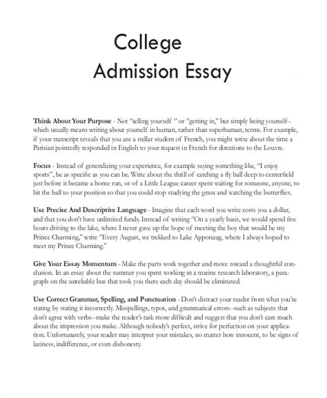 College Admission Essay Examples