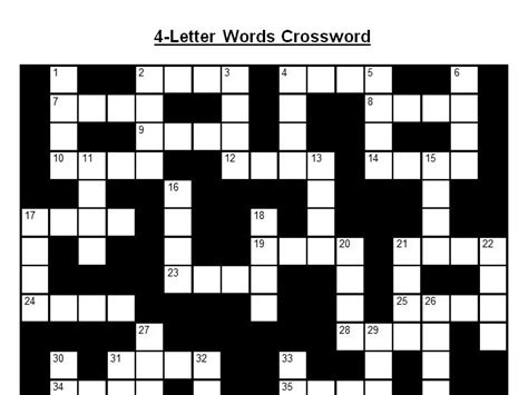 Crossword On 4 Letter Words Answers Teaching Resources