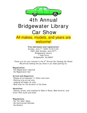 Fillable Online Somerset Lib Nj 4Th Annual Bridgewater Library Car Show Fillable Online Somerset Lib Nj 4Th Annual Bridgewater Library Car Show
