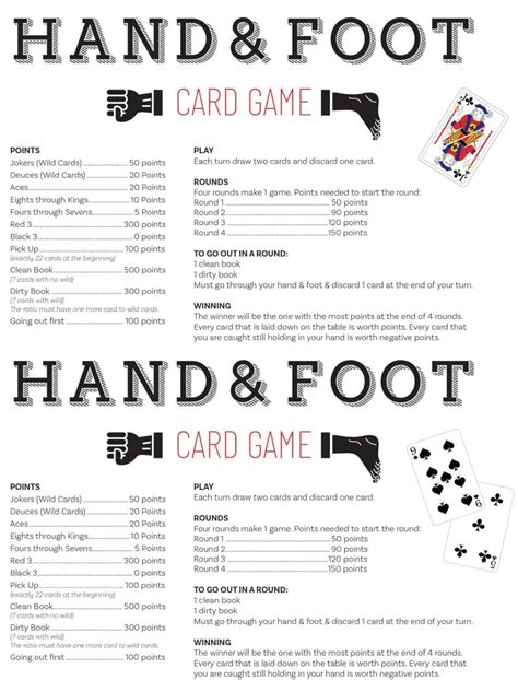 Hand And Foot Card Game Free Printable Tips Tricks Reminders Hand And Foot Card Game Free Printable Tips Tricks Reminders