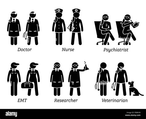 Healthcare Jobs Works And Occupations For Women Stock Vector Healthcare Jobs Works And Occupations For Women Stock Vector