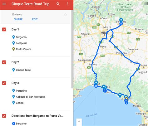 Itinerary Google Maps