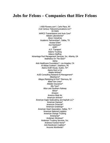 Jobs For Felons Jobsforfelons Jobs For Felons Jobsforfelons