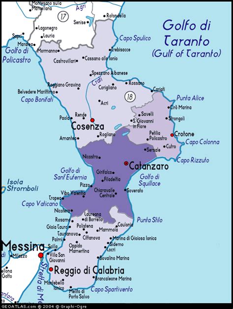 Map Of Calabria Italy