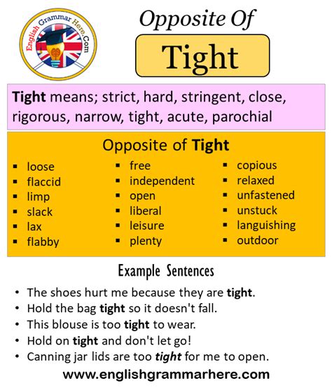 Opposite Of Tight Antonyms Of Tight Meaning And Example Sentences Opposite Of Tight Antonyms Of Tight Meaning And Example Sentences