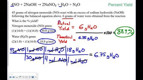Percent Yield Example Problems And Answers Percent Yield Example Problems And Answers
