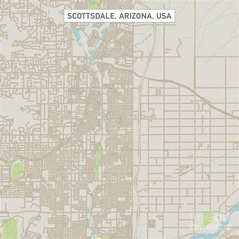 Scottsdale Arizona Us City Street Map Framed Print Scottsdale Arizona Us City Street Map Framed Print