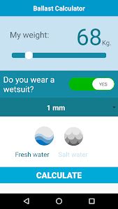Scuba Belt Estimated Diving Weight Calculator Android Sports Apps
