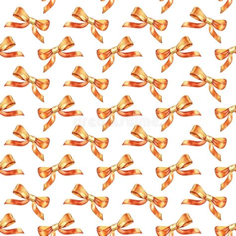 Seamless Watercolor Pattern With Bow Watercolor Illustration With Gold Seamless Watercolor Pattern With Bow Watercolor Illustration With Gold
